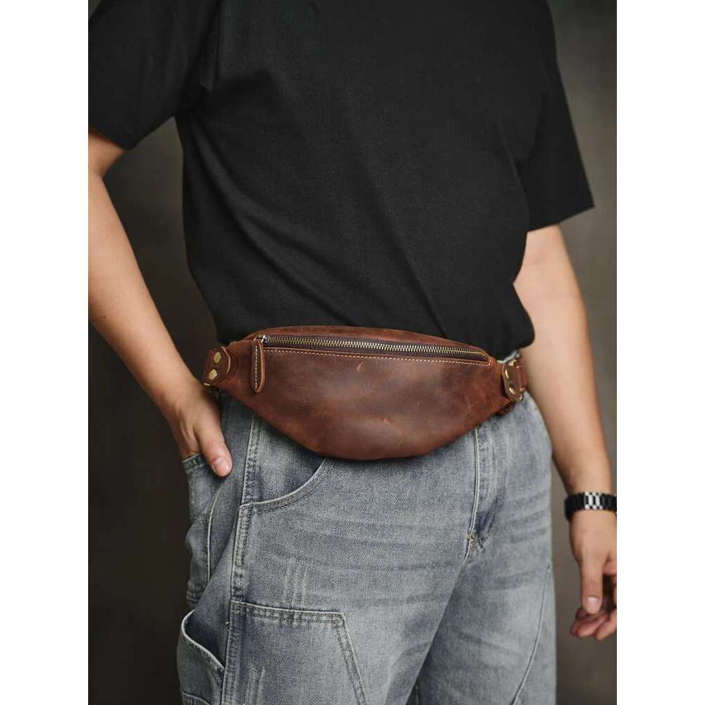 Texture Genuine Leather Retro Waist Multifunctional Crossbody Outdoor Chest Mobile Phone Bag