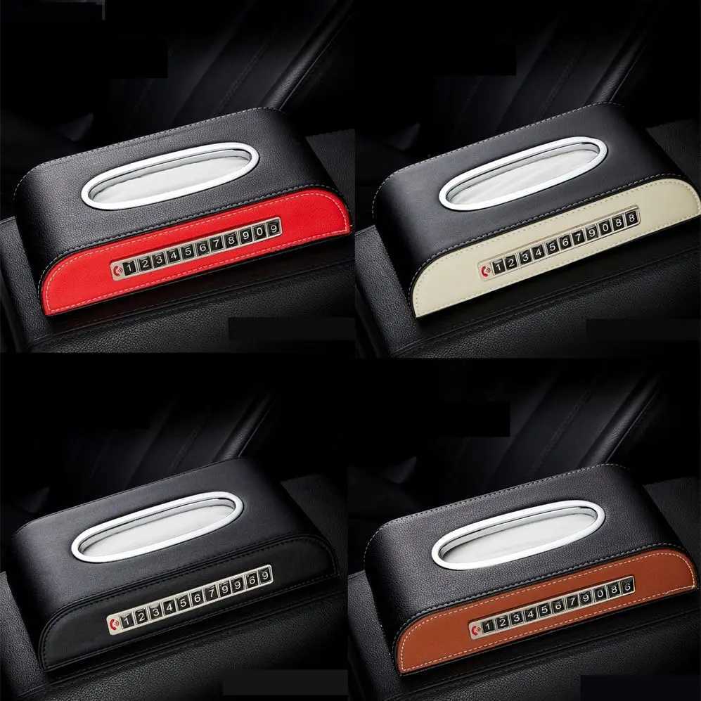 Universal Car Tissue Box Creative Leather Napkin Holder Box Back Seat Tissue Organizer Fit For Honda Toyota Nissan MitsubishiM251124