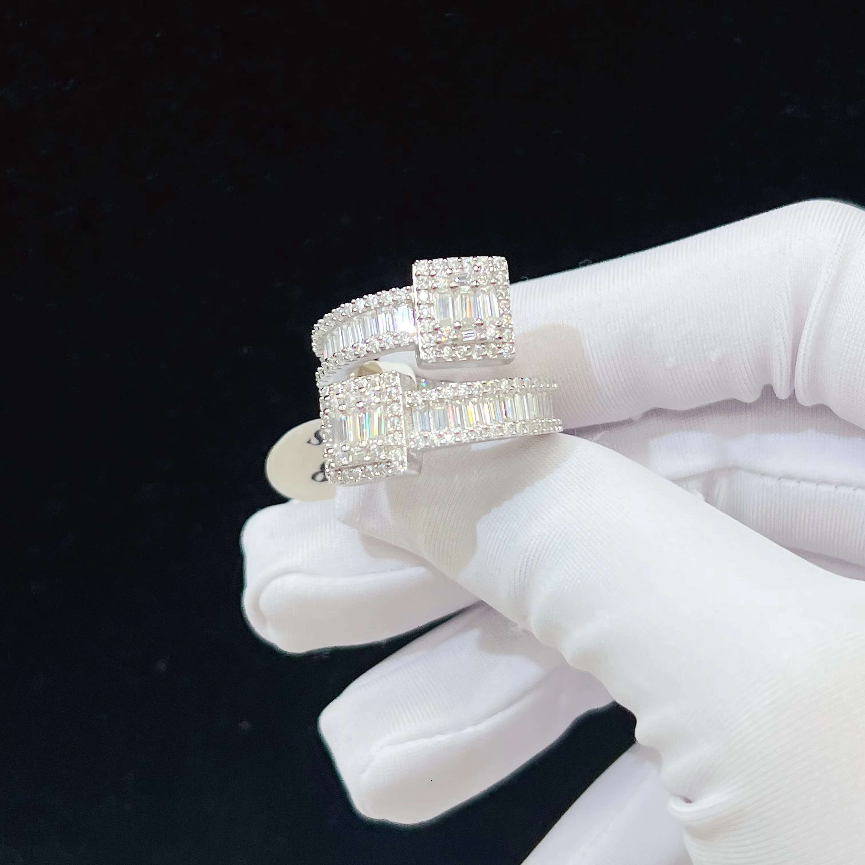 Baguette Diamond Ring Custom Sterling Silver S925 Hip Hop Luxury Moissanite Iced Out Diamond Rings
