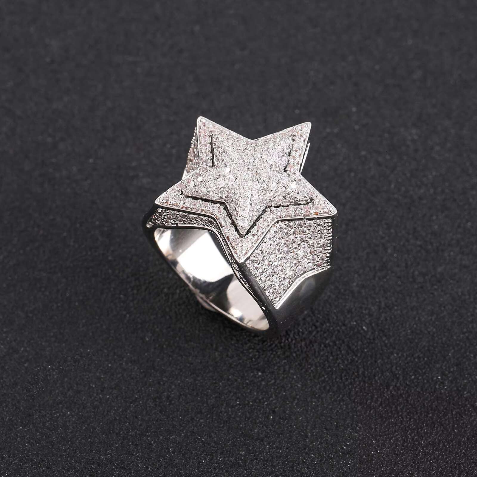 BES Hot Sale Hip Hop Rock Jewelry Zircon Iced Out Star Sign Rings for Men Jewelry