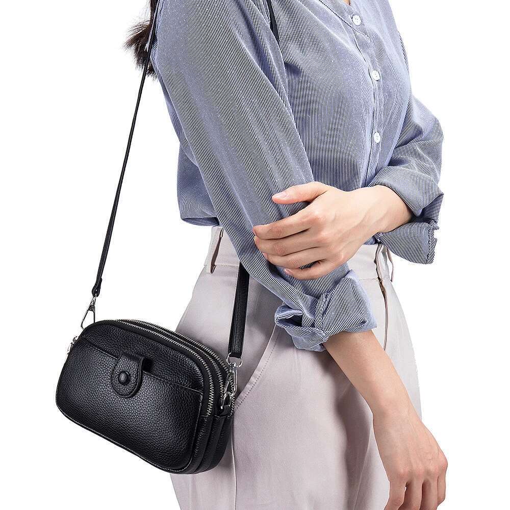 Designer Bag Real Leather Women Fashion Shoulder Bag Mini Cross Messenger Bags Female Small Purse Three Zipper Pockets Design Handbag