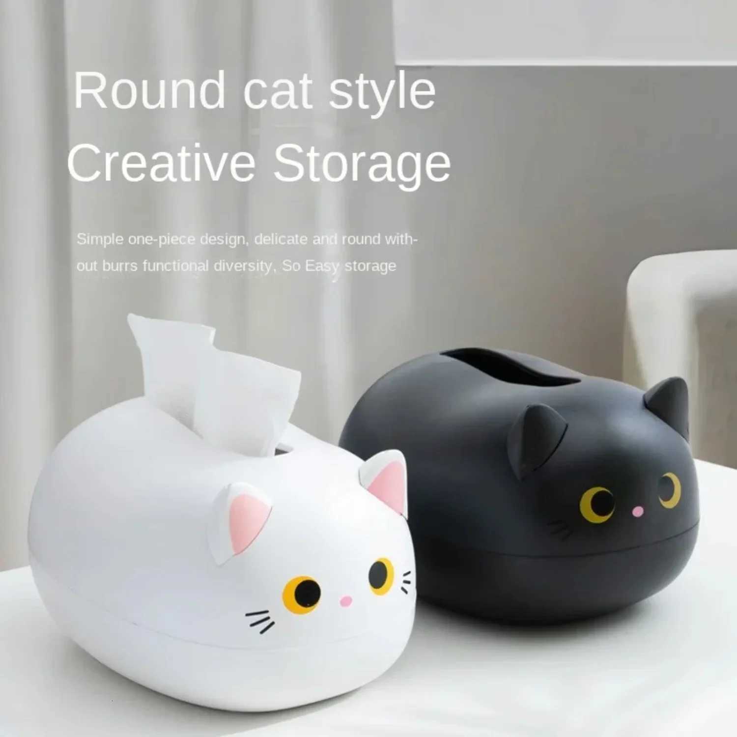 Kawaii Cat Tissue Box Napkin Box Wc Paper Container Desktop Toilet Paper Holder Nordic Style DecorationM251124