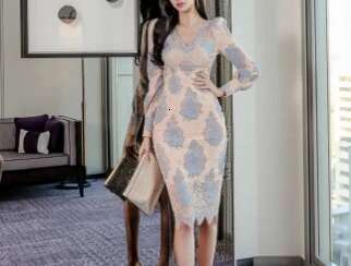 Elegant Sweet Lace Long Sleeve Hollow Dress Sleeveless Fashion Party Summer Sexy Vintage Tight Women Hip Wrap Dresses