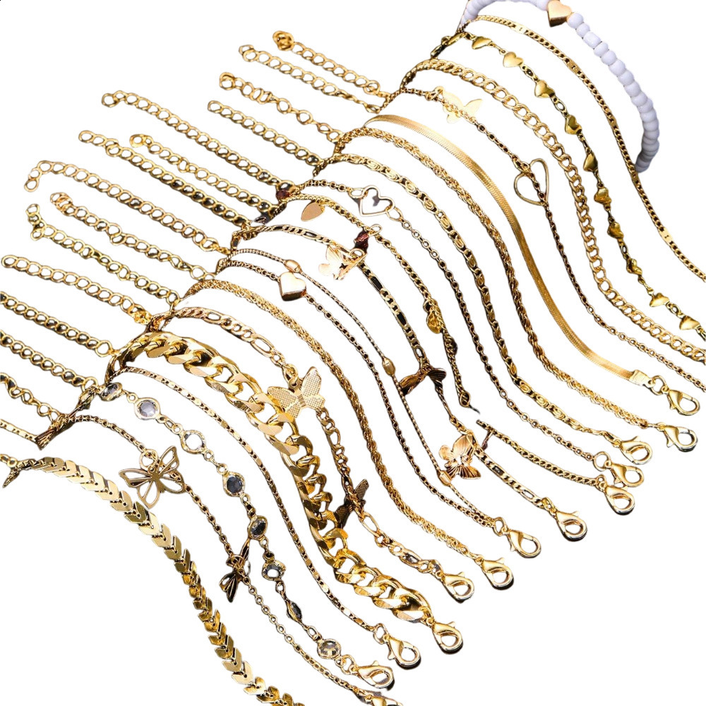 New Beach Style Love Butterfly Ball Chain Foot Chain Set 12 Piece Versatile Trendy Foot Accessories 250114