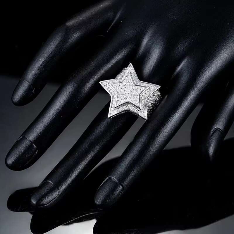 Iced Out Hiphop Style Rapper Luxury Jewelry Mans Silver 10k Real Gold Vvs Moissanite Ring