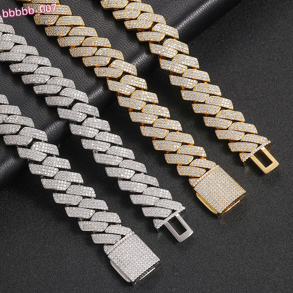 Wholesale 20mm Zircon Diamond Cuban Chain Hip Hop Necklace Jewelry Full Diamond Necklace for Men