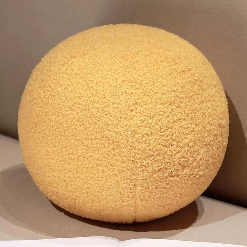 Round Ball Shape Cushion Soft White Plush Throw Pillows with PP Cotton Filling Home Sofa Room Car Decoration Festival gifts G251124