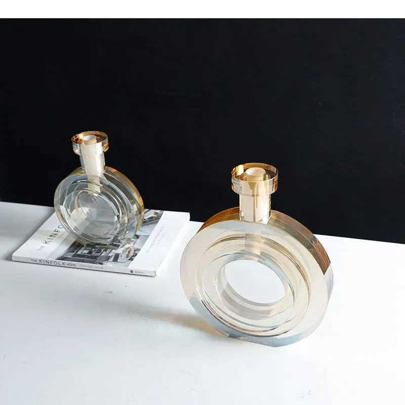 Luxury Crystal Vase Desk Decoration Hydroponics Flowers Pots Decorative Flower Arrangement Modern Decor Floral Vases C251124