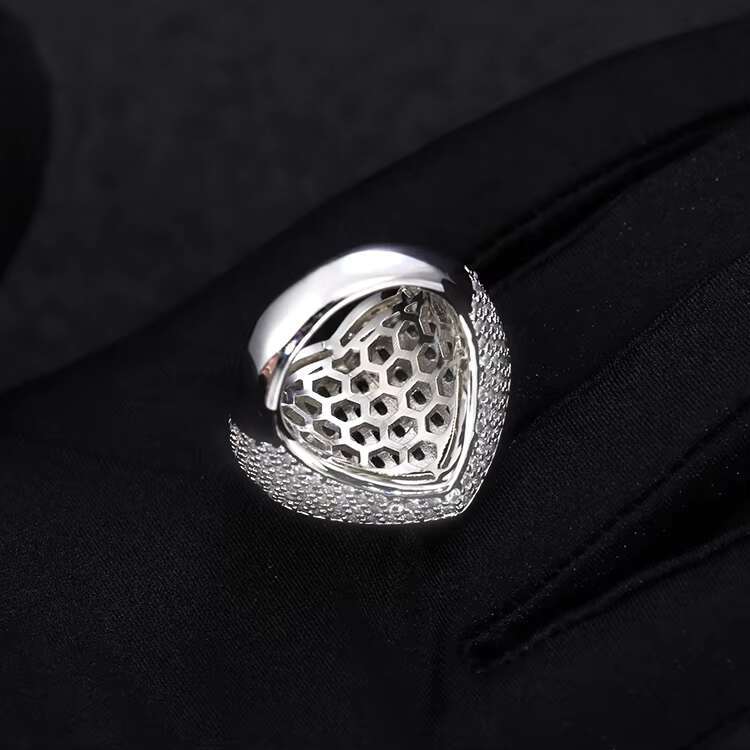 Customized Iced Out Hip Hop Jewelry S925 Silver with baguette Moissanite Ring Passed Diamond test Mens Cuban Heart Ring