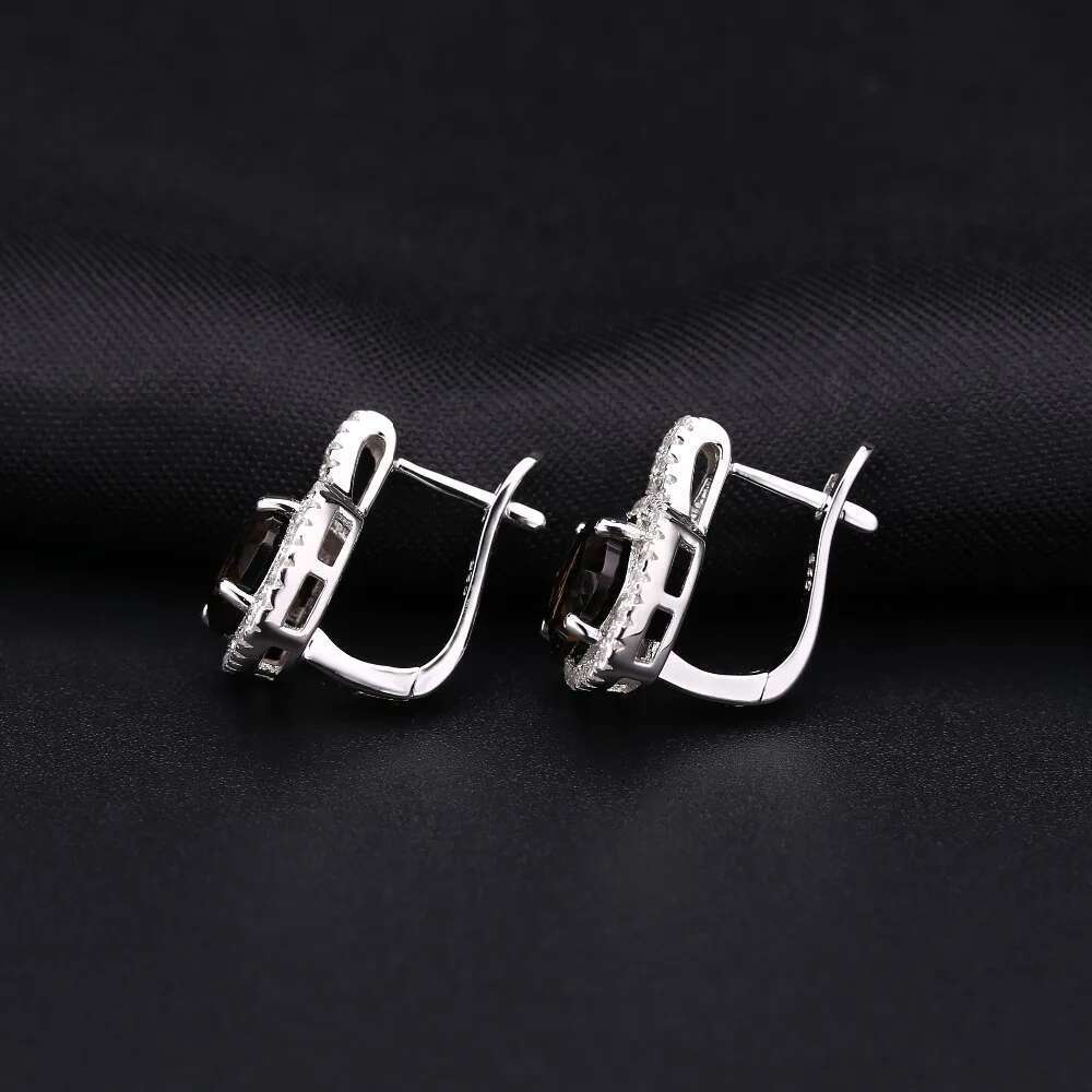 Gem's Ballet Natural Smoky Quartz Genuine sterling sier Clip Earrings For Women Gift Fashion Style Wedding Engagement