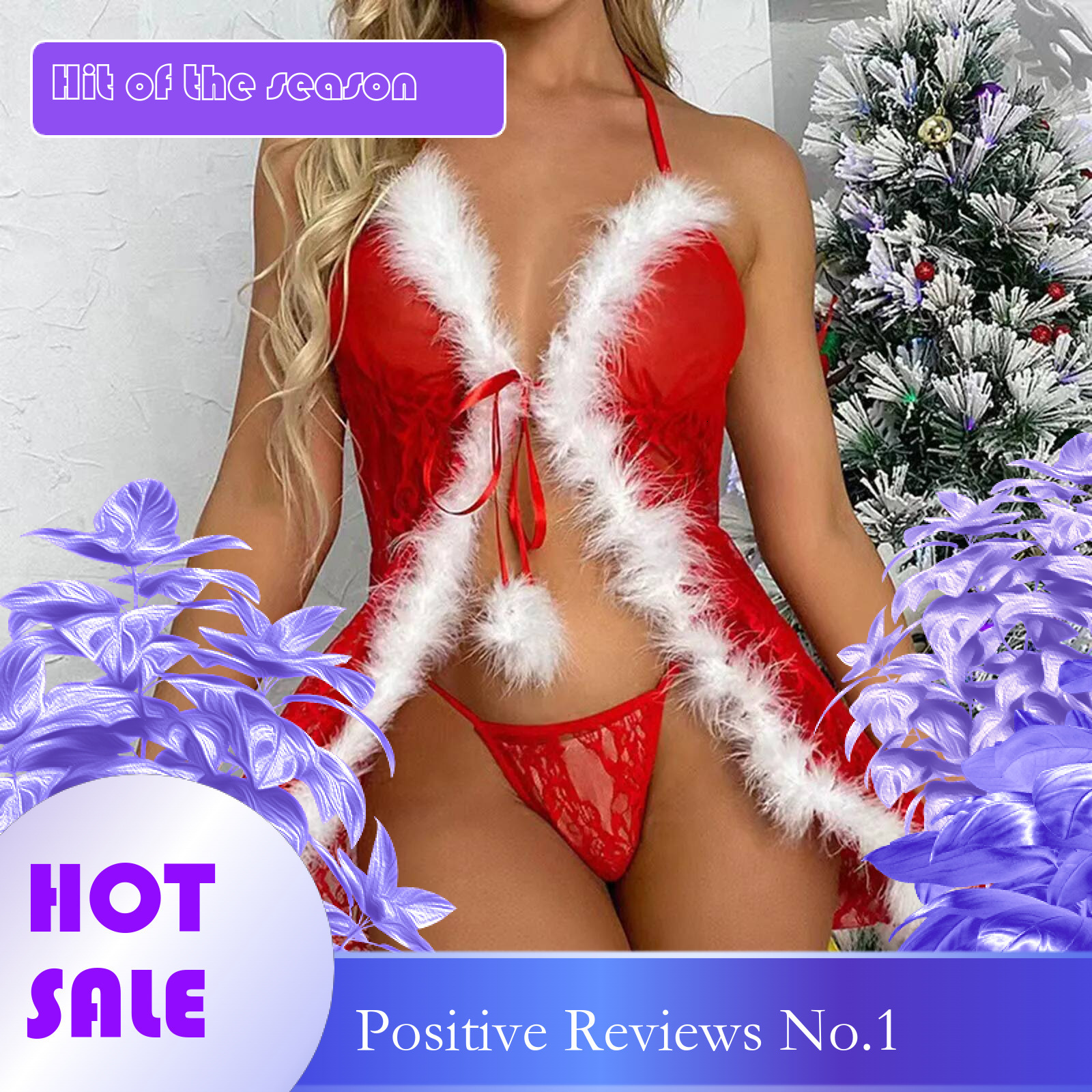 Dongdumaoyi Christmas Sexy Red Gerie For Women Santa Cosplay Costume Porn Three Point Plush Feather Bow Bra Thongs Eoxtic Panties Set Women S Tight Un
