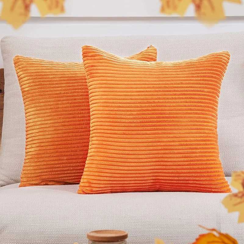 Burnt Orange Pillow Covers Striped Corduroy Throw Pillow Cover Decorative Couch Fall Rust Pillowcase 30x50cm 45x45cm 50x50cm G251124