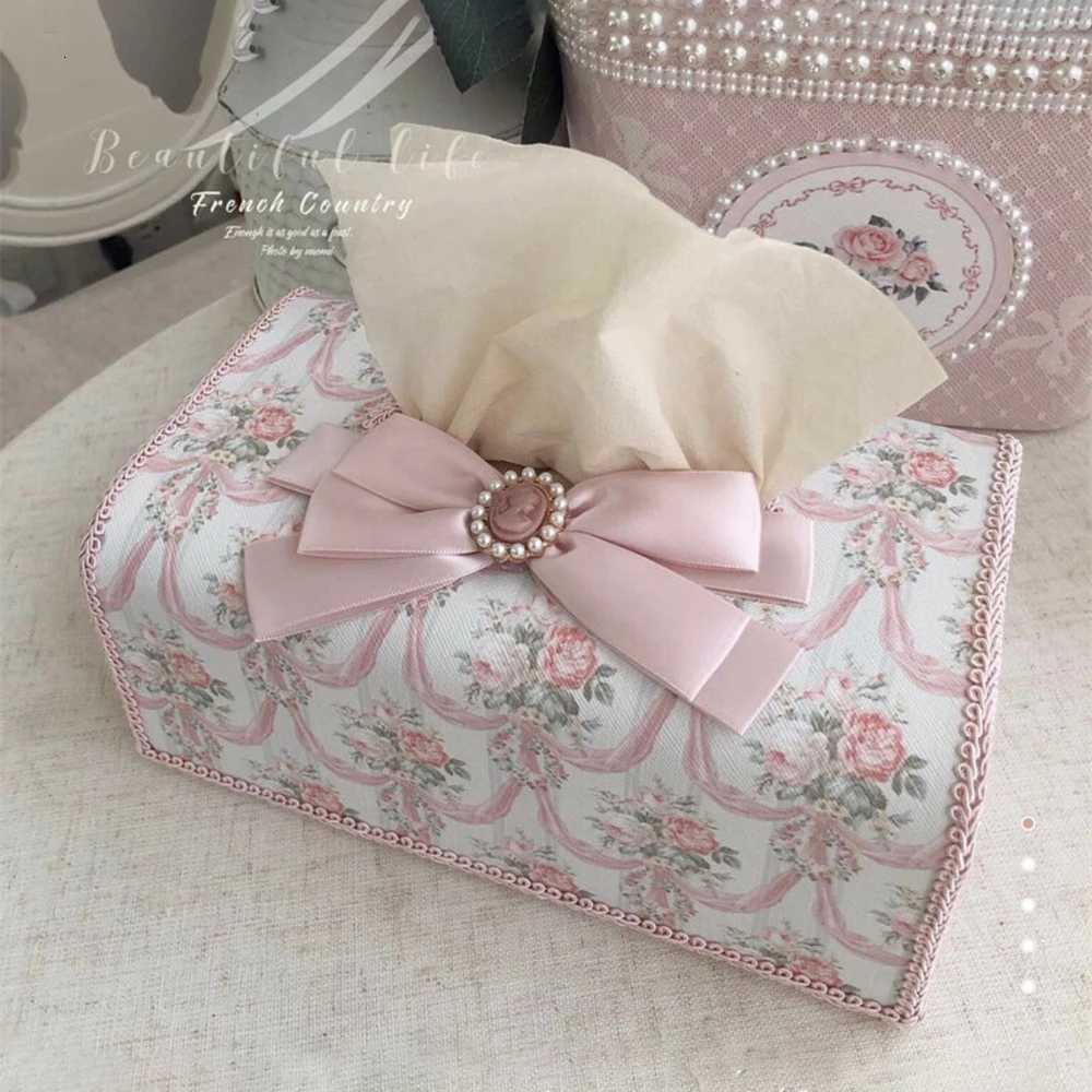 Korean Paper Waterproof Tissue Box lace Heavy Craft Pearl Dining Table Drawer Paper Cover Print Home Decoration Storage BoxM251124