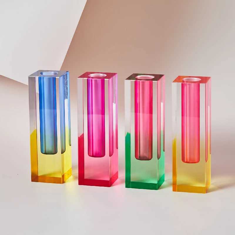 Acrylic Pillar Bud Vase Tabletop Glass Vases Luxury Decorative Crystal Nordic Room Decoration Home Decor Home Vase C251124