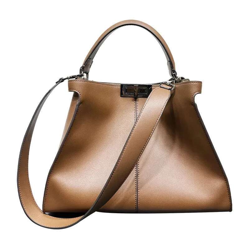 New Large Capacity Fashionable Genuine Leather Women's Tote Handbag Shoulder Crossbody Small Cat Bag Motorcycle Equipmen