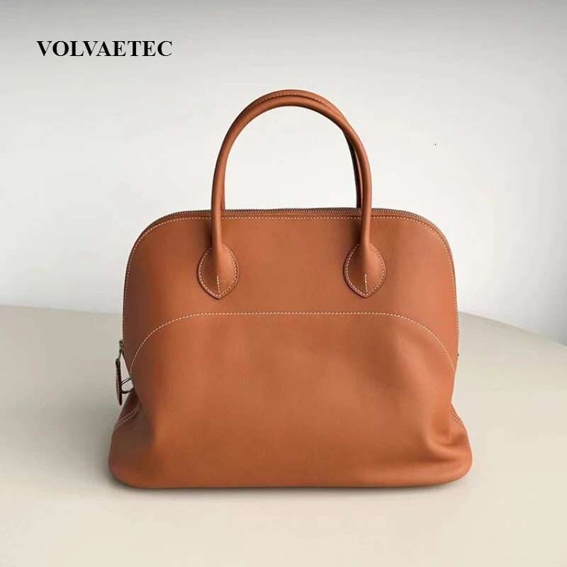 VOAETEC Premium Sense First Layer Cowhide Bowling Large Capacity Portable Fashion Temperament Commuter Versatile Shell Bag