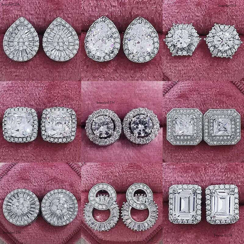 20 Styles Trendy Lab Moissanite Stud Earring Original Sterg Sier Party Wedding Earrings For Women Bridal Jewelry Perfect Gift