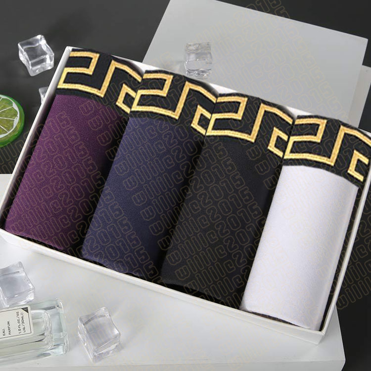 3 pieces/Men's pairs of new solid-color geometric men's underwear, boxer pants, and trendy and breathable new fashion brand underwear for students