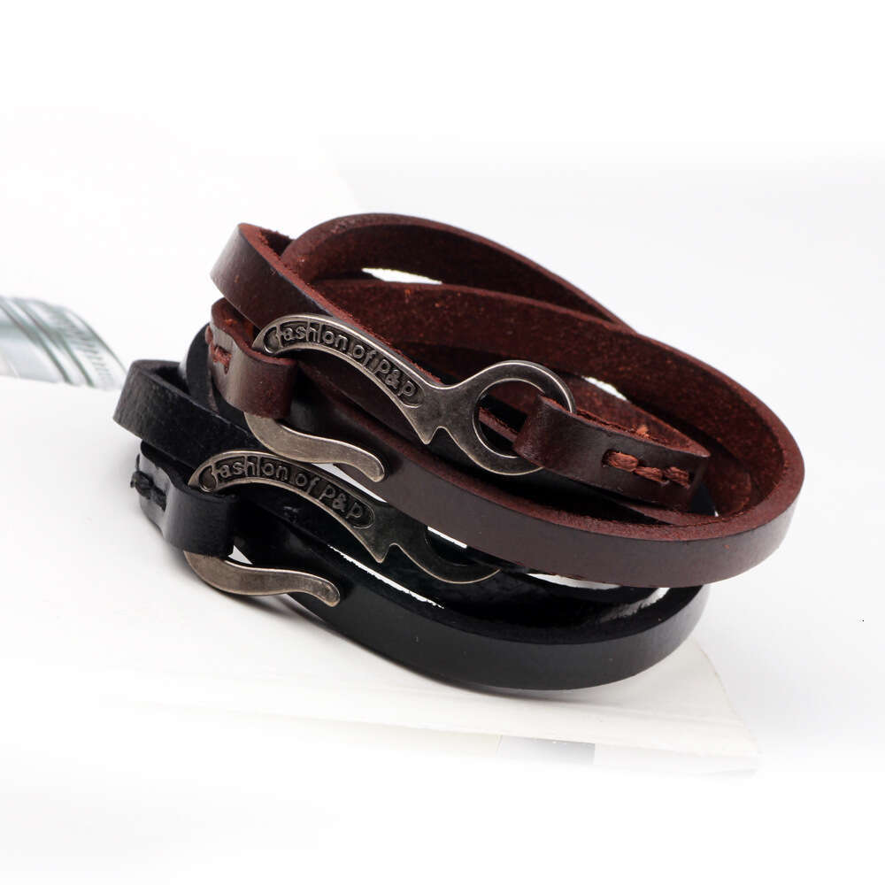 Japanese Korean personalized hooks, multi-layer bracelets, trendy accessories men and women, multi loop leather rope bracelets for couples