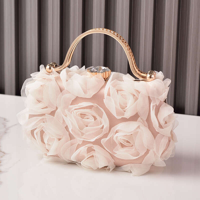 Dinner Bag Flower Banquet Bridal Wedding White Dress Package Partybag KQ
