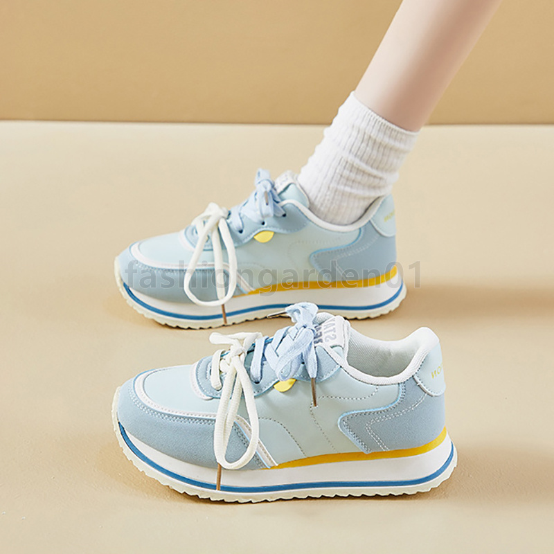 free shipping shoes outdoor running shoes womens trainers vitality sky blue light green butter yellow designer sneakers suede leather platform womens 