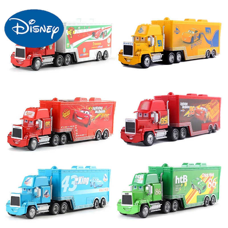 Disney Pixar Cars 2 3 Truck Toys Lightning McQueen Chick Hicks Uncle Mack Plastic Alloy Diecast Trailer Model Children Gift H251124