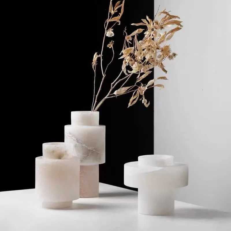 Modern Scandinavian White Onyx Natural Marble Vase Luxury Nordic Flower Vase Decoration Home C251124