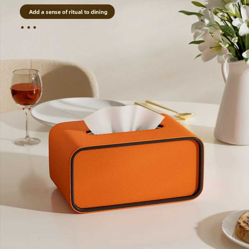 Luxurious Creative Leather Tissue Box High-end Oval Tissue Box Living Room Bedroom Desktop Napkin StorageM251124