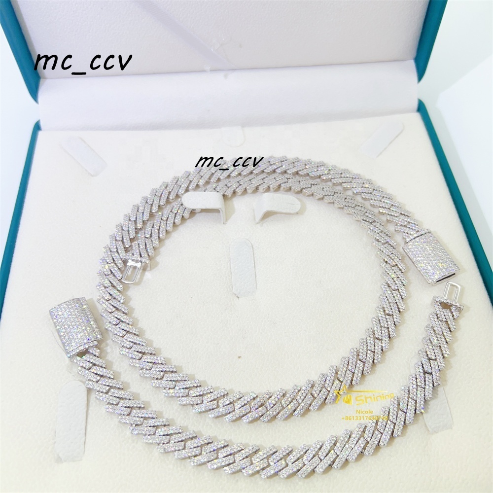 Iced Out Pass Diamond Tester Vvs Moissanite Jewelry Necklace Bracelet Women 10mm Cuban Link Chain