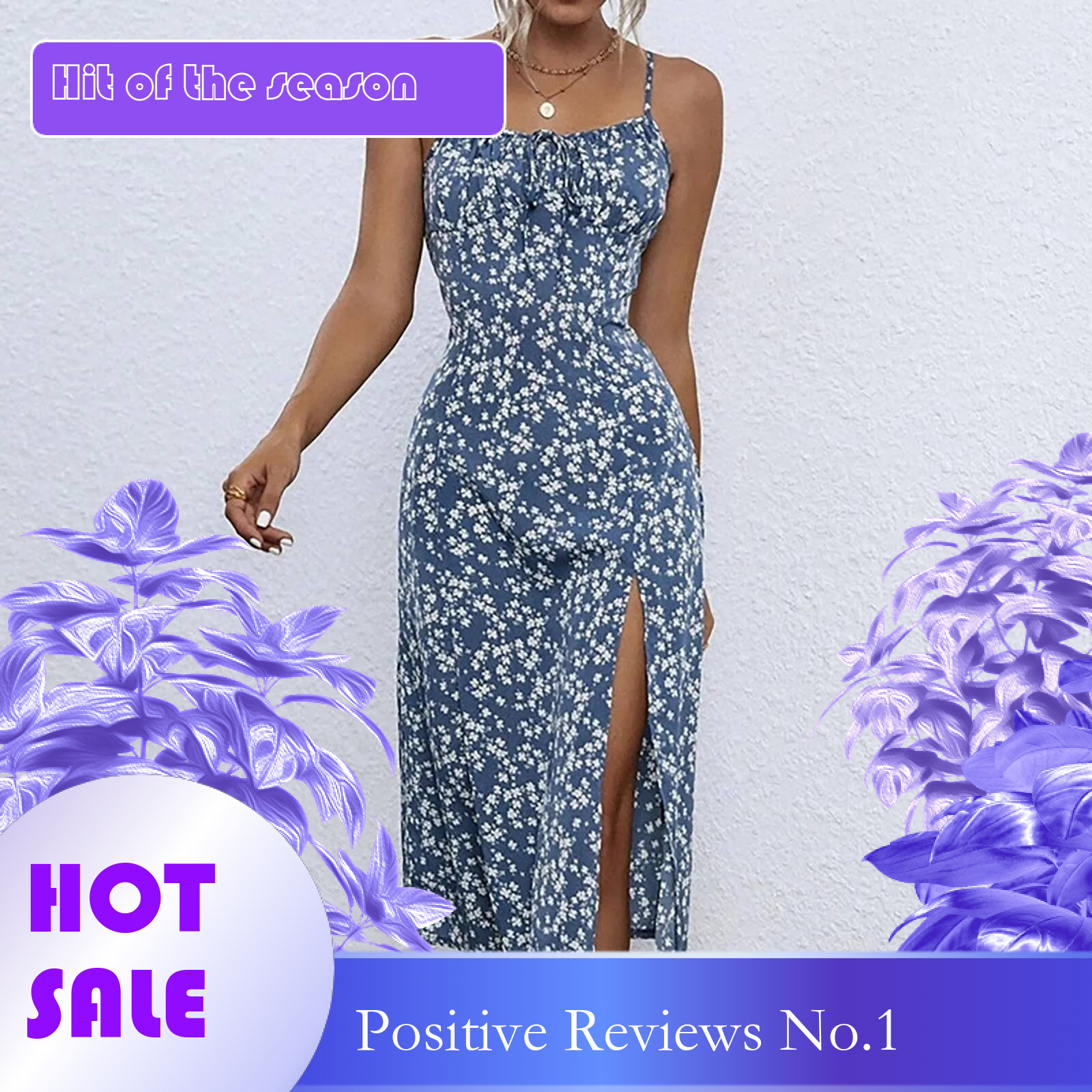 Dongdumaoyi Summer Spaghetti Strap Floral Print Dress Women Sleeveless Boho Slit Bandage Sling Outfits Party Sundress Vestidos