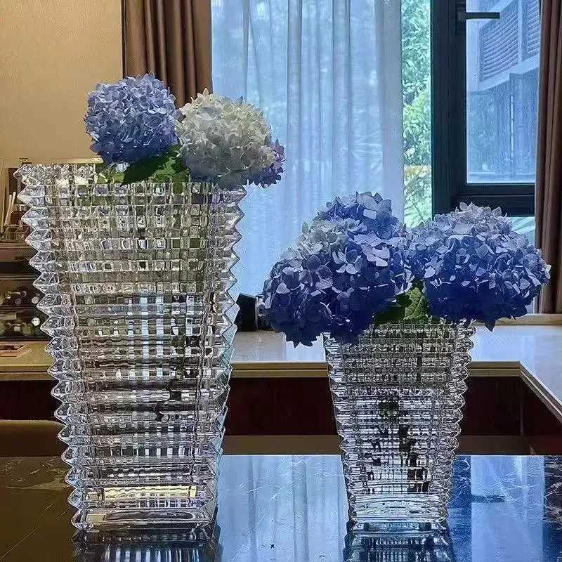 Light and Luxurious Crystal Glass Vases Transparent Decorative Decorations Flower Arrangement Water Culture and Flowers C251124
