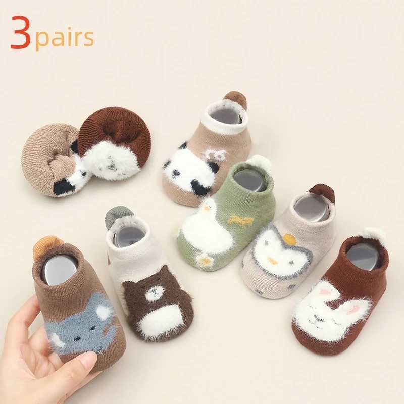 3Pairs/set Kids Girls Boys Socks Anti Slip Cotton Baby Socks for Girls Boys Casual Winter Thick Warm Toddler Childrens Sock New G251124