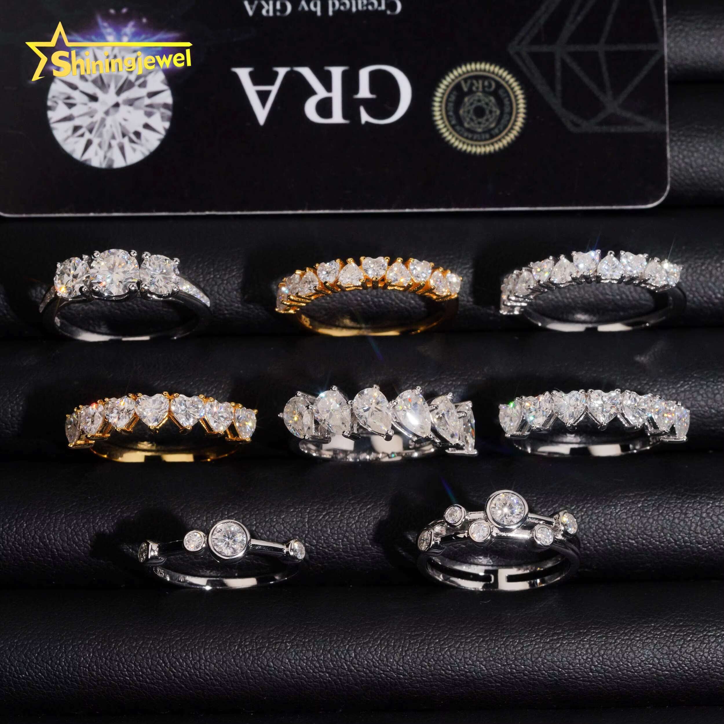 Wholesale Price Gold Plated Moissanite Wedding VVS Pass Diamond Test 925 Sliver Engagement Rings for Women