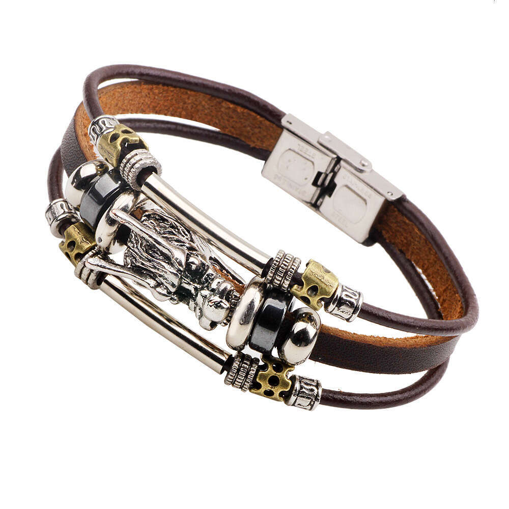 Ethnic bracelet, Chinese style element leader, cowhide bracelet with multiple leather ropes, men's high-end feeling