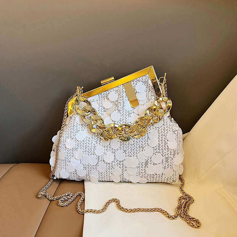 High End Luxury Sequin Chain For Women 2025 New Korean Version Trendy Fashion Women's Single Shoulder Crossbody Dinner Bag