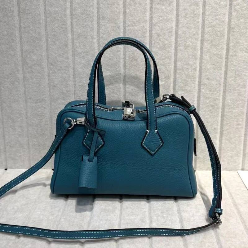 Genuine Leather Handbag 25Cm Size Bowg Women's Top Layer Cowhide Pillow Shoulder Crossbody Bag Small Bags Designer Women Bag