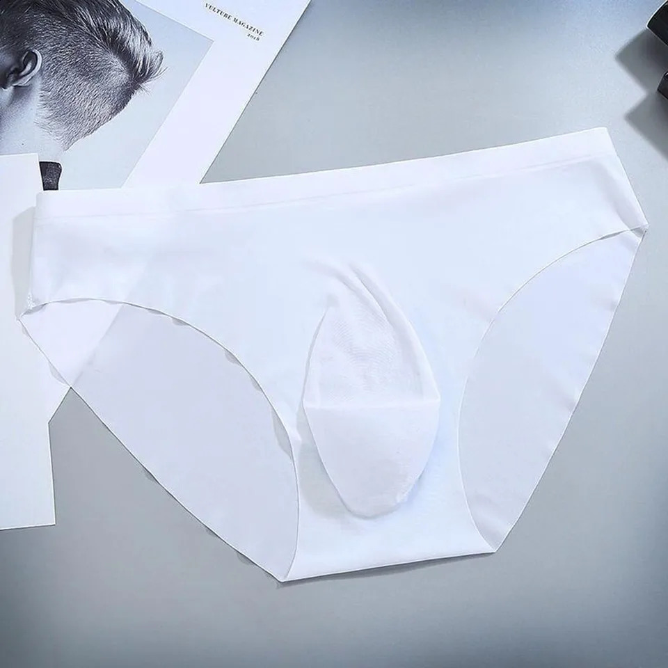Sexy Mens Underwear Ice Cool Breathable Translucent Simple Solid Color Mid Waist Pump Raised Pocket Fabric 250417