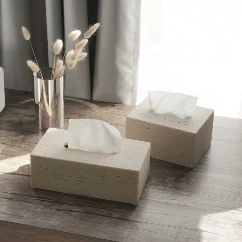 Light Luxury Tissue Box Living Room Coffee Table Tissue Box Retro Dining Room Desktop Napkin Storage Home Decoration AccessoriesM251124