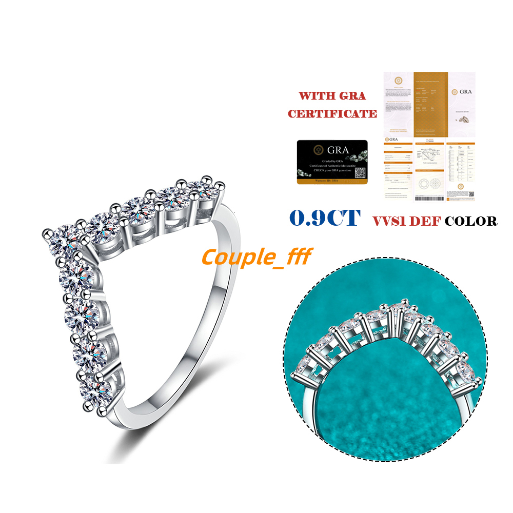 S925 Sterling Silver Moissanite Wedding Ring Women-V Ring Fashion and Personalized Gift