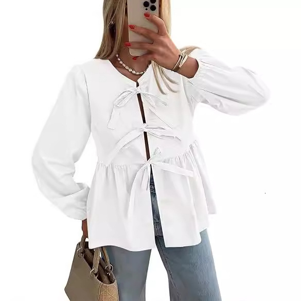 2024 Autumn Fashion Casual Front Strap Top Strap Shirt Womens Wear