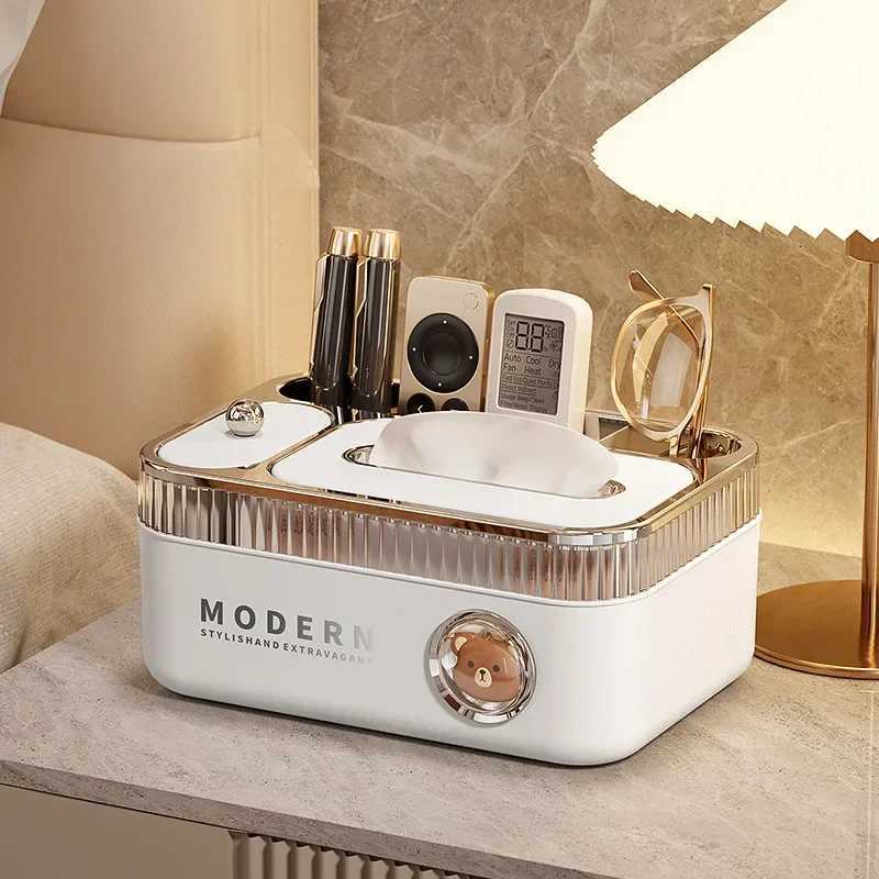 Luxury Cream Paper Towel Box Multi-Function Creative Home Living Room Tabletop Remote Controller Storage Drawer Box For ExtractaM251124