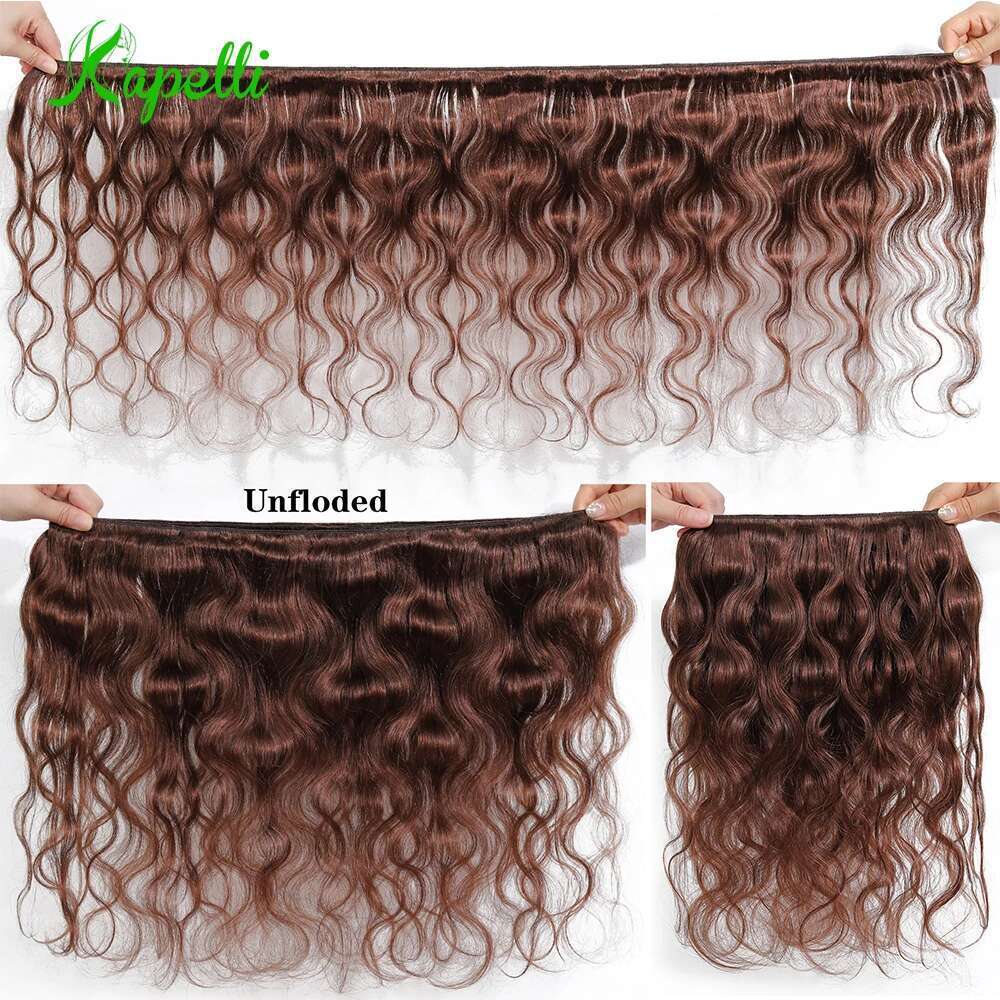 10A Brazilian With Body Wave Human With 4X4 Lace Closure Brown Blonde Colored 3/4 Bundles Hair Remy