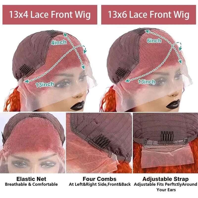 Water Wave Lace Front X X Colored Brazilian Human Hair Deep Curly Wigs Orange Ginger Tote Bag Tote Bag