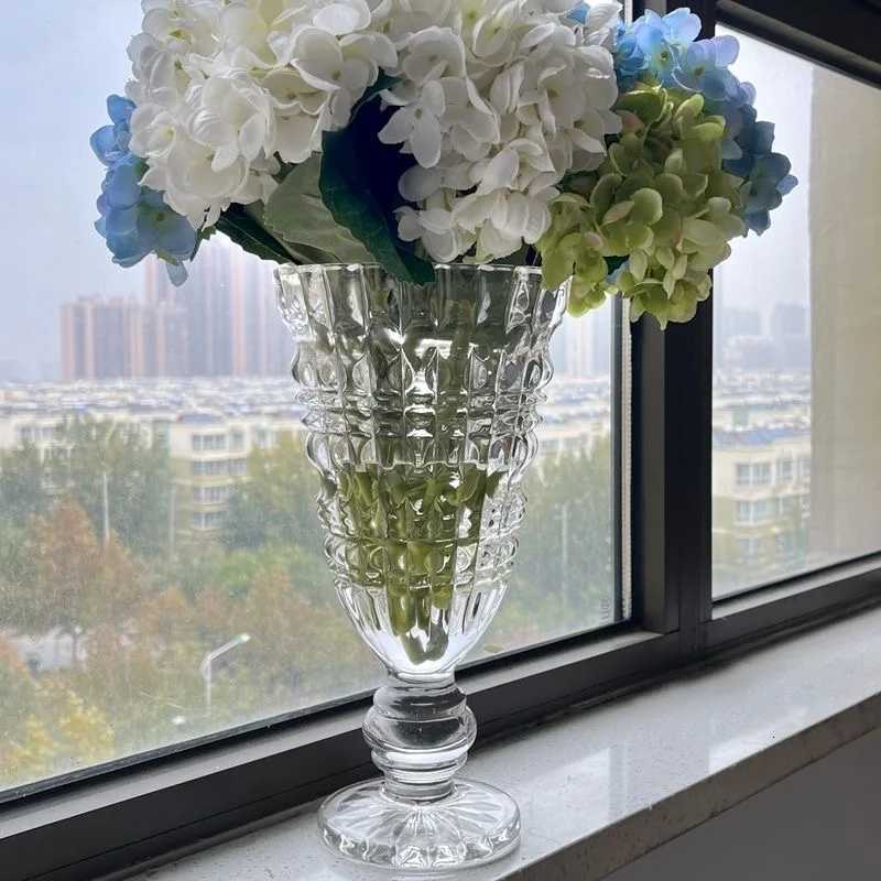 French Retro Light Luxury Transparent High Foot Vase C251124