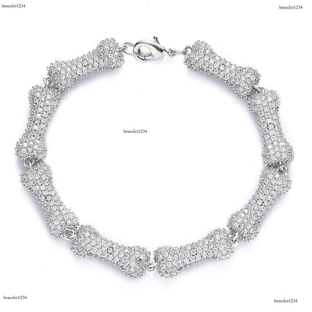 Luxury Hip Hop Bone 10mm sterling silver all Ice out VVS Moissanite necklace bracelet for men and women Free delivery
