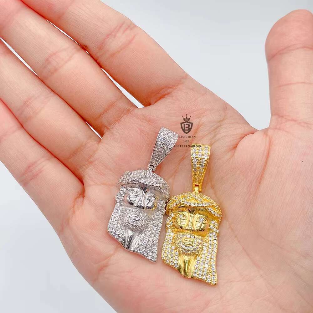 Fashion Jewelry Wholesale Price Mens Hip Hop Jesus Face Moissanite Charm Gold Plated Pendant for Necklace