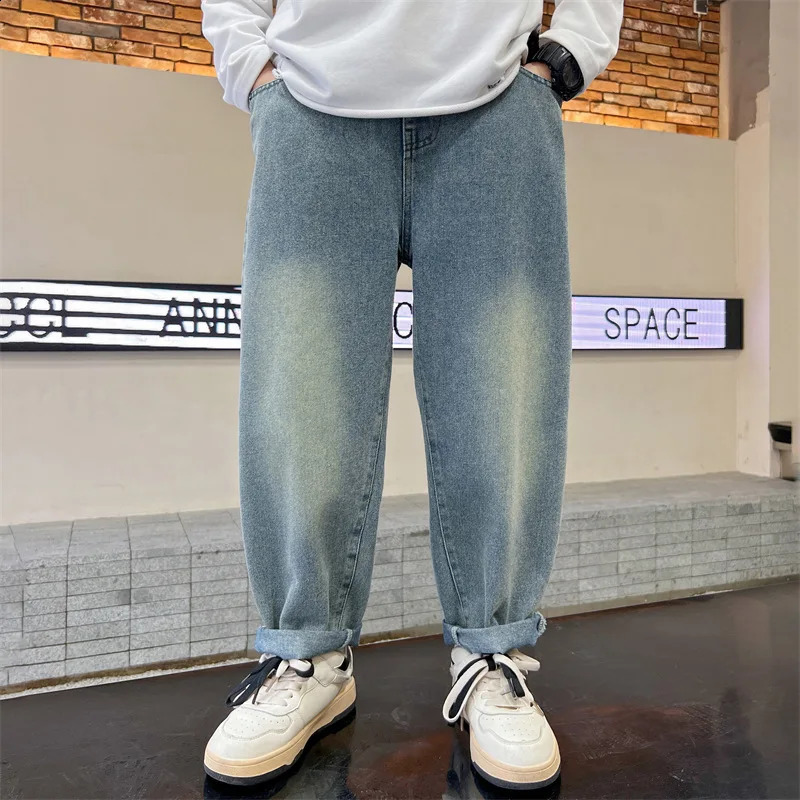 Boys pants for spring and autumn childrens jeans boys Handsome straight Korean version ages 413 250414z