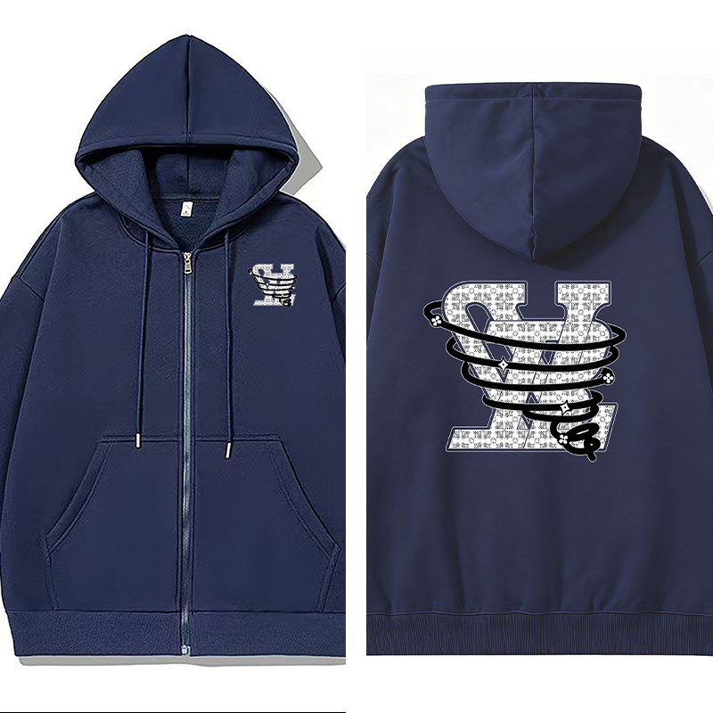 Men's Hoodies Zipper Luxurious Design Cotton Warm Print Pattern High-end Black And White color Fashionable Hip-Hop Classic Birthday Gift Hoodies 