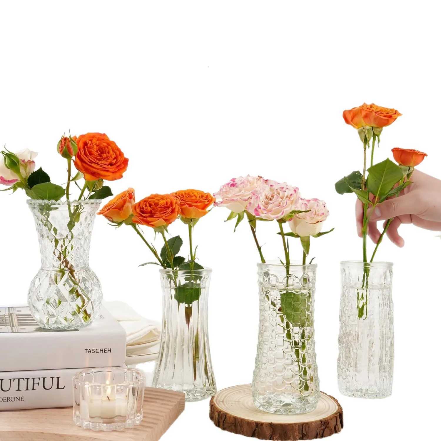 Color 10 glass large mouth vase light luxury glass vase ornament ins style ornament C251124