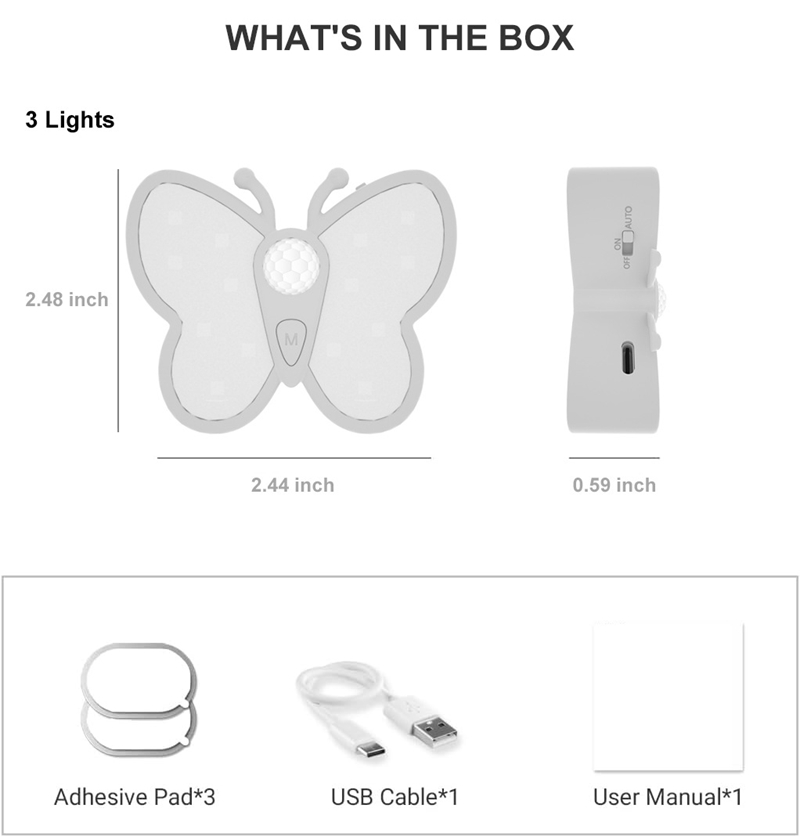 Motion Sensor Night Light 1200mah Rechargeable Magnetic Wireless LED Lamp 3 Color Temperatures for Hallway Stairs Bedroom